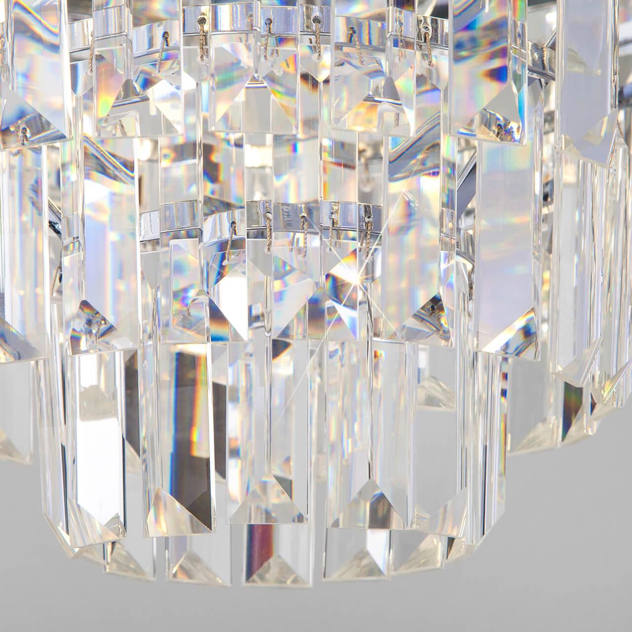 фото подвесная люстра eurosvet 10124/8 хром/прозрачный хрусталь strotskis smart | 220svet.ru