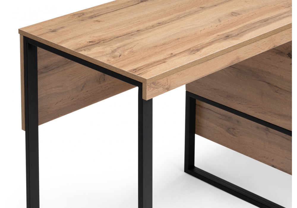 фото письменный стол woodville iris металл дуб вотан / черный муар 406520 | 220svet.ru