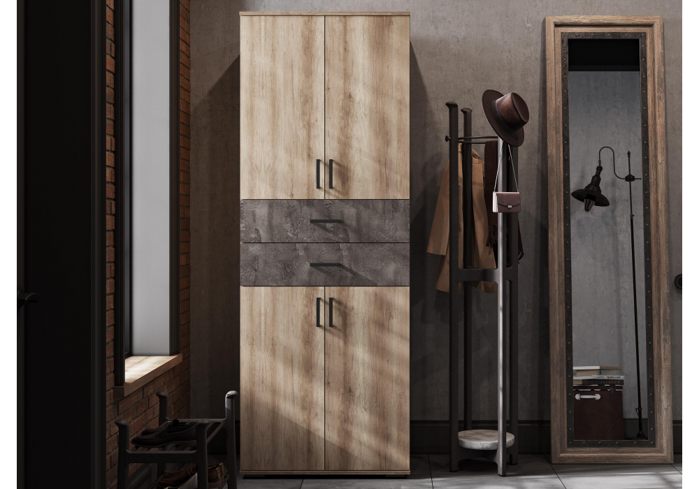 фото шкаф woodville паркинс железный камень / дуб каньон 546172 | 220svet.ru