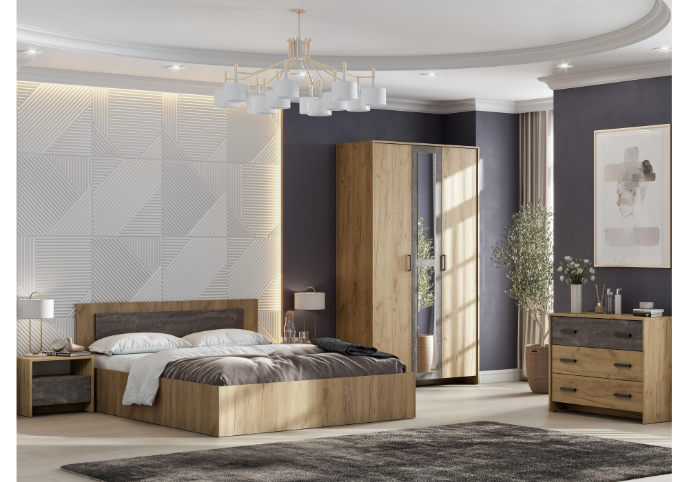 фото комод woodville taika дуб золотой / камень темный 499622 | 220svet.ru