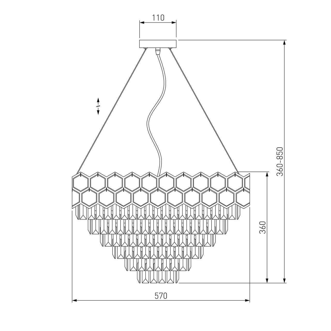 фото подвесная люстра eurosvet 10124/8 хром/прозрачный хрусталь strotskis smart | 220svet.ru