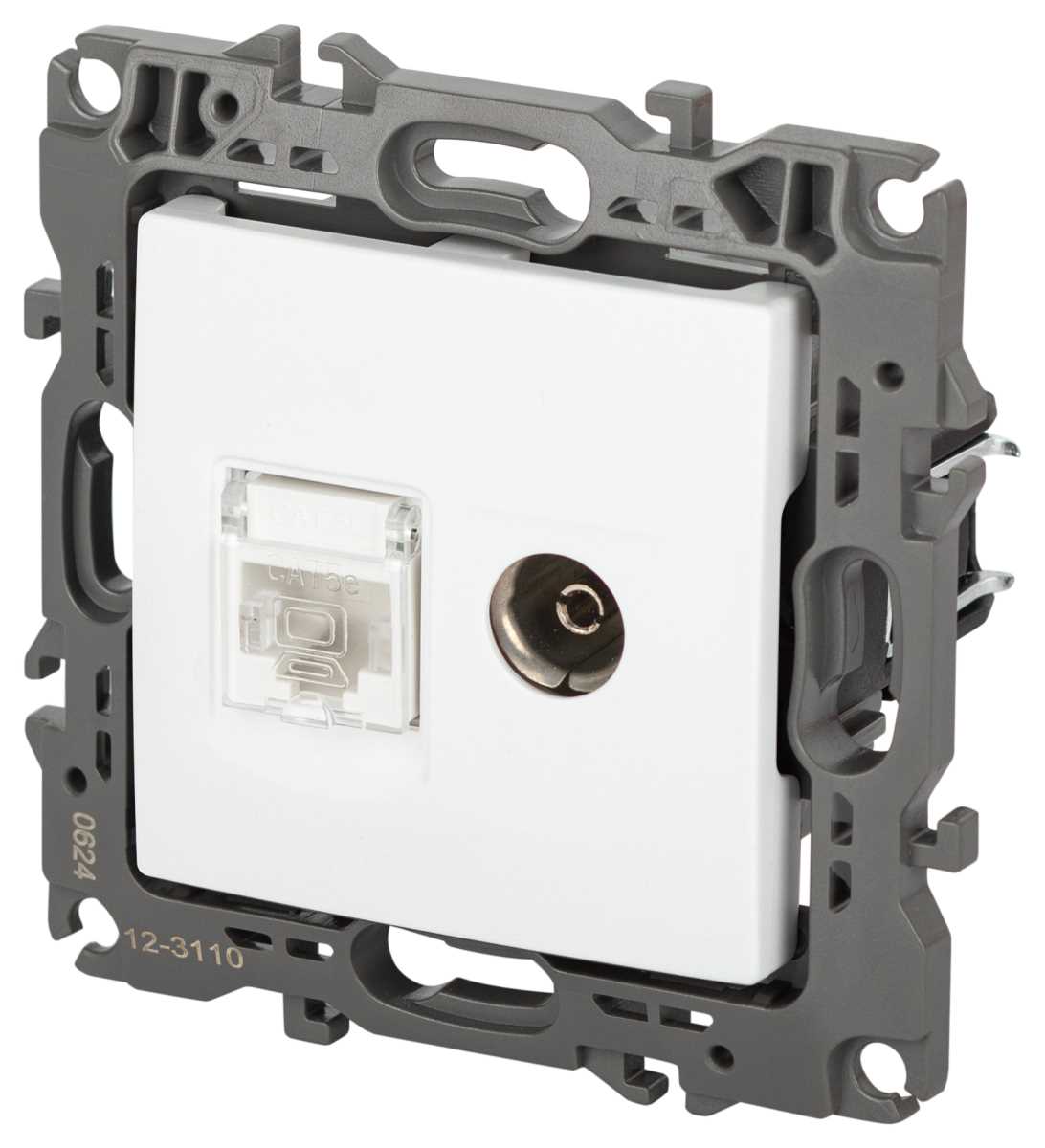 фото розетка эра серия 12 12-3110-01м комбинированная rj45+tv, белый матовый б0065691 | 220svet.ru