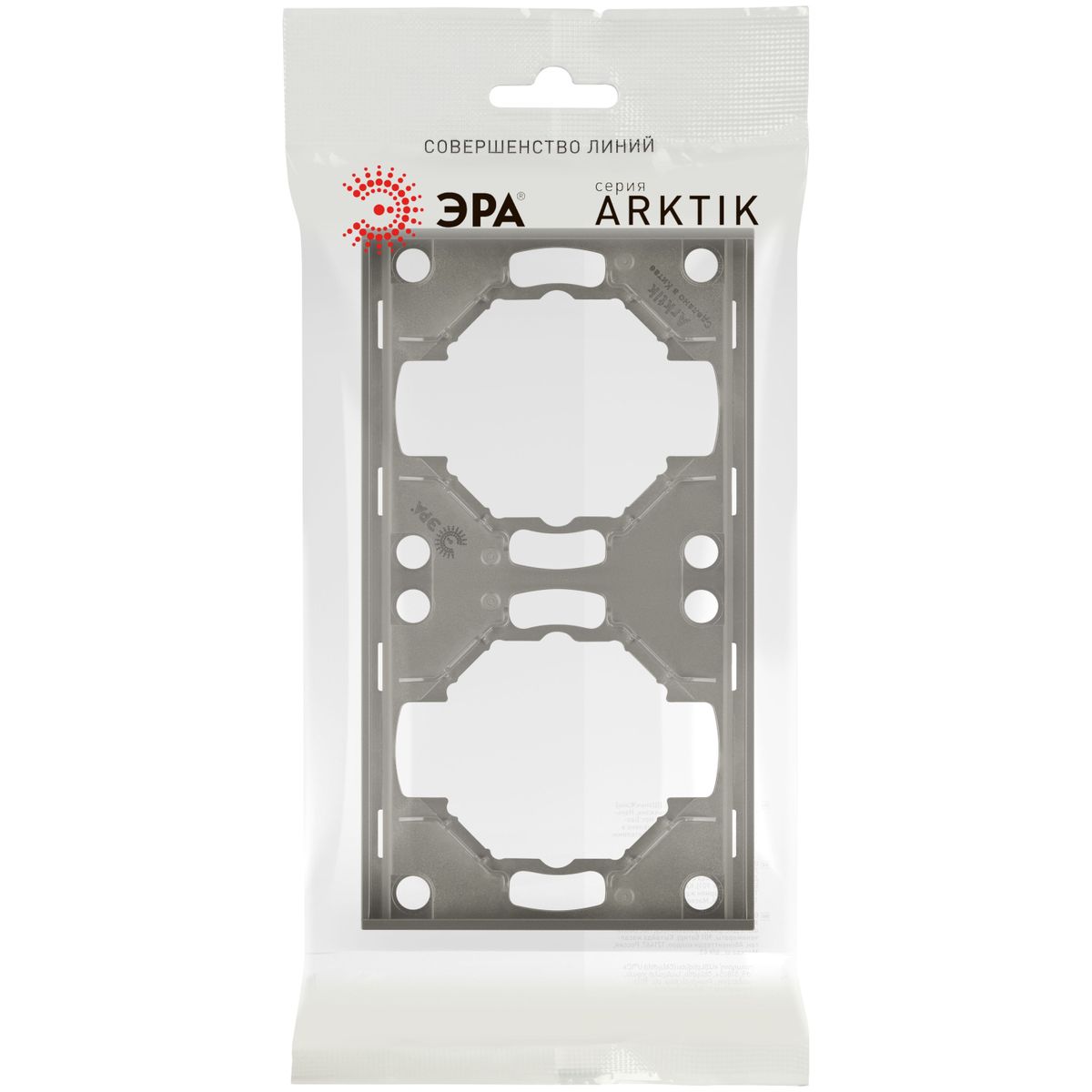 фото рамка для розеток и выключателей эра arktik 16-5002-07 на 2 поста титан б0070560 | 220svet.ru