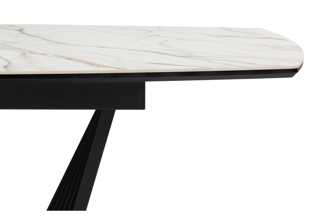 фото керамический стол раскладной 160(205)х89 woodville вейл gilt white / черный 626060 | 220svet.ru