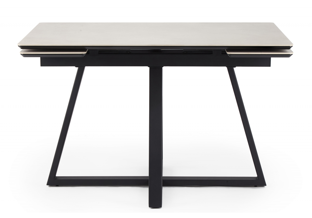 фото керамический стол раскладной woodville памелла 140(200)х80 carmen light grey / черный 625824 | 220svet.ru