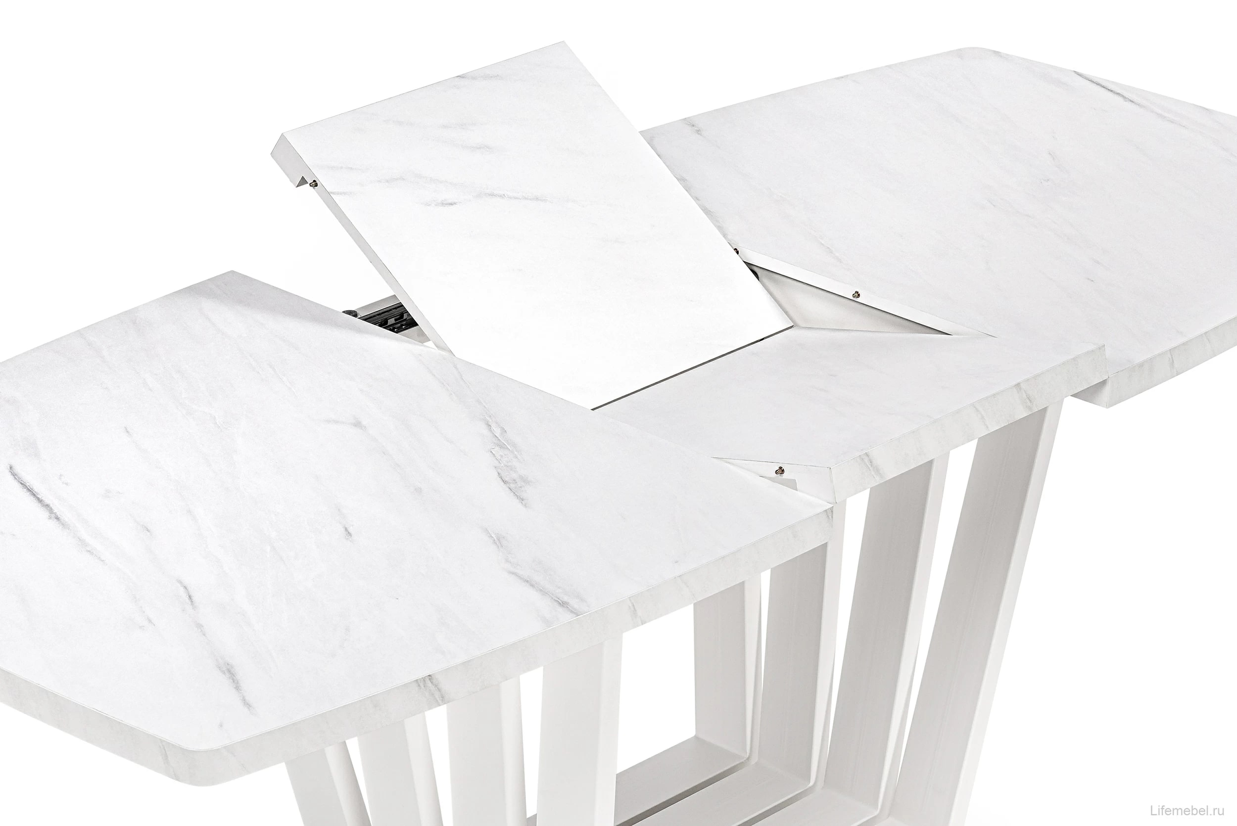 фото стол деревянный раздвижной woodville эудес мрамор леванто белый 551077 | 220svet.ru