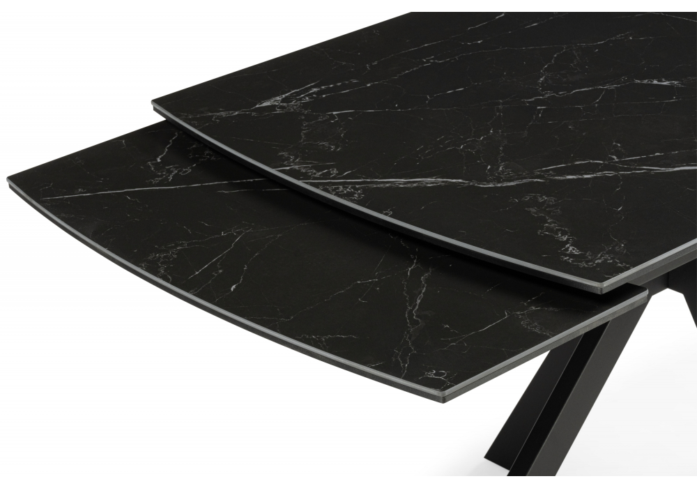 фото керамический стол раздвижной 120(180)x8 woodville катчел-2 черный мрамор / черный 632673 | 220svet.ru