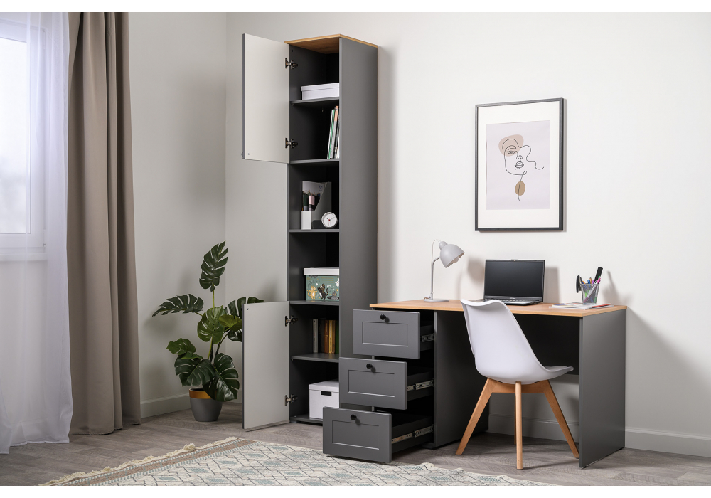 фото письменный стол woodville опра серый графит / дуб золотой craft 676811 | 220svet.ru