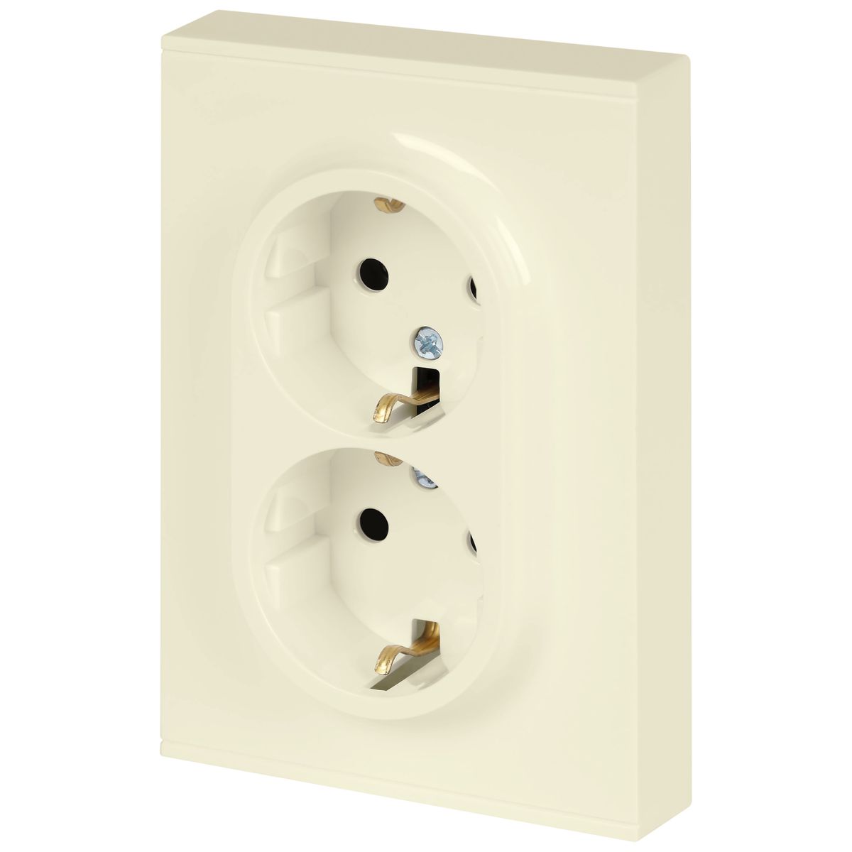 фото розетка эра arktik 16-2105-02 двойная с заземлением 2x2p+e schuko со шторками 16а-250в слоновая кость б0070455 | 220svet.ru