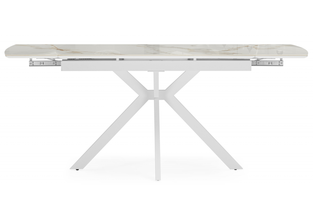 фото керамический стол раздвижной 120(180)x80 woodville катчел-2 calacatta gold / белый 632671 | 220svet.ru