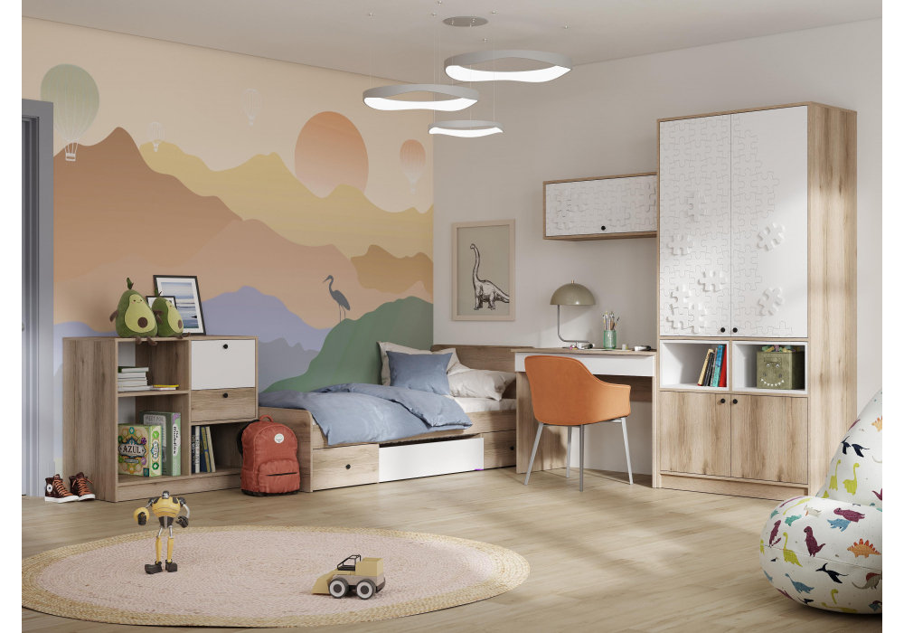 фото односпальная кровать 90х190 woodville кинд кр-01 дуб делано 586725 | 220svet.ru