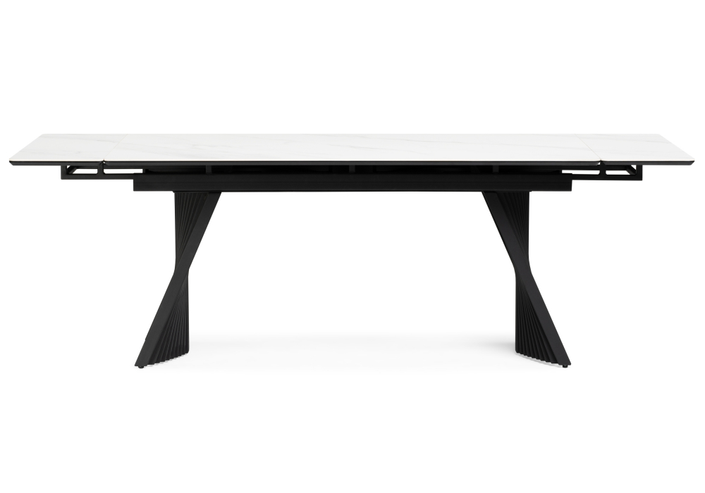 фото керамический стол раздвижной woodville вейв 160(220)х89х75 белый мрамор snow white / черный 612186 | 220svet.ru