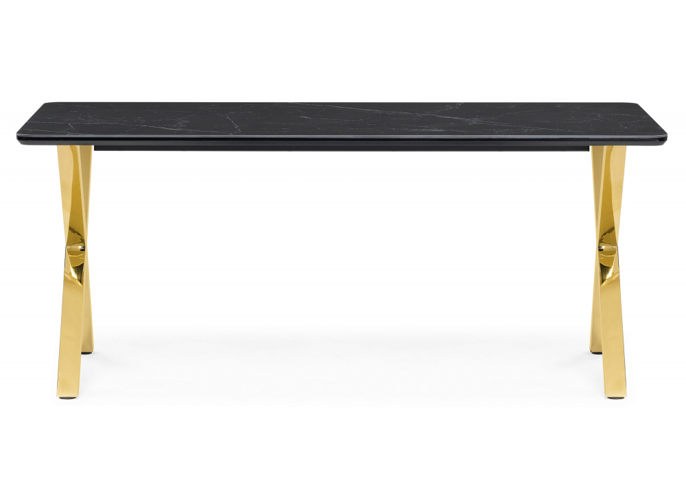 фото керамический стол woodville селена 3 180х90 черный мрамор / золото 606413 | 220svet.ru
