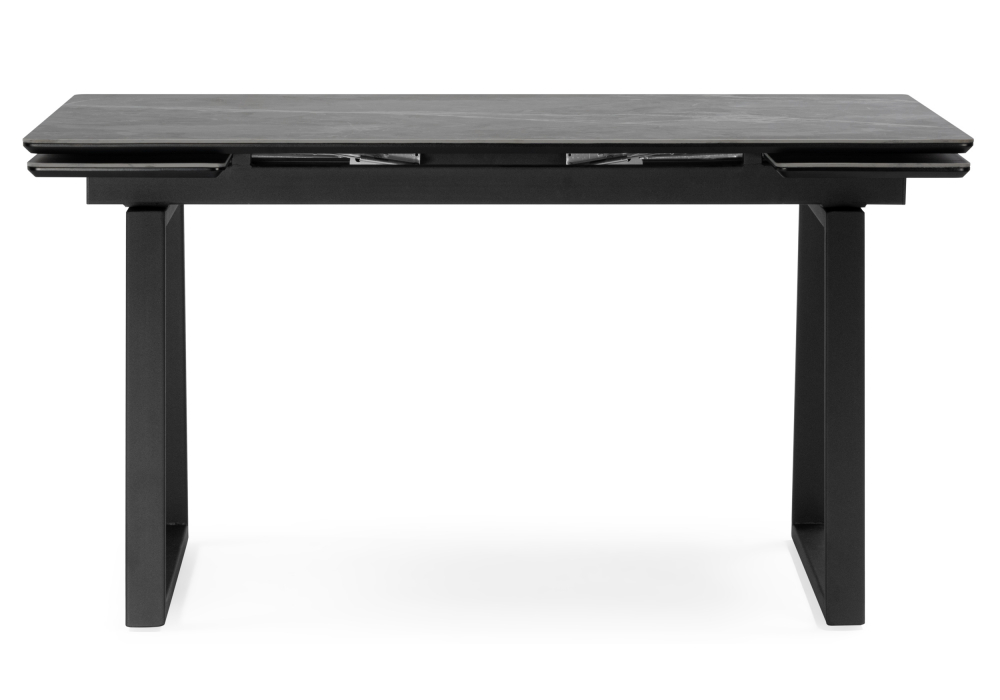 фото керамический стол раскладной woodville джек 140(200)х80 серый мрамор larka grey / черный 612901 | 220svet.ru