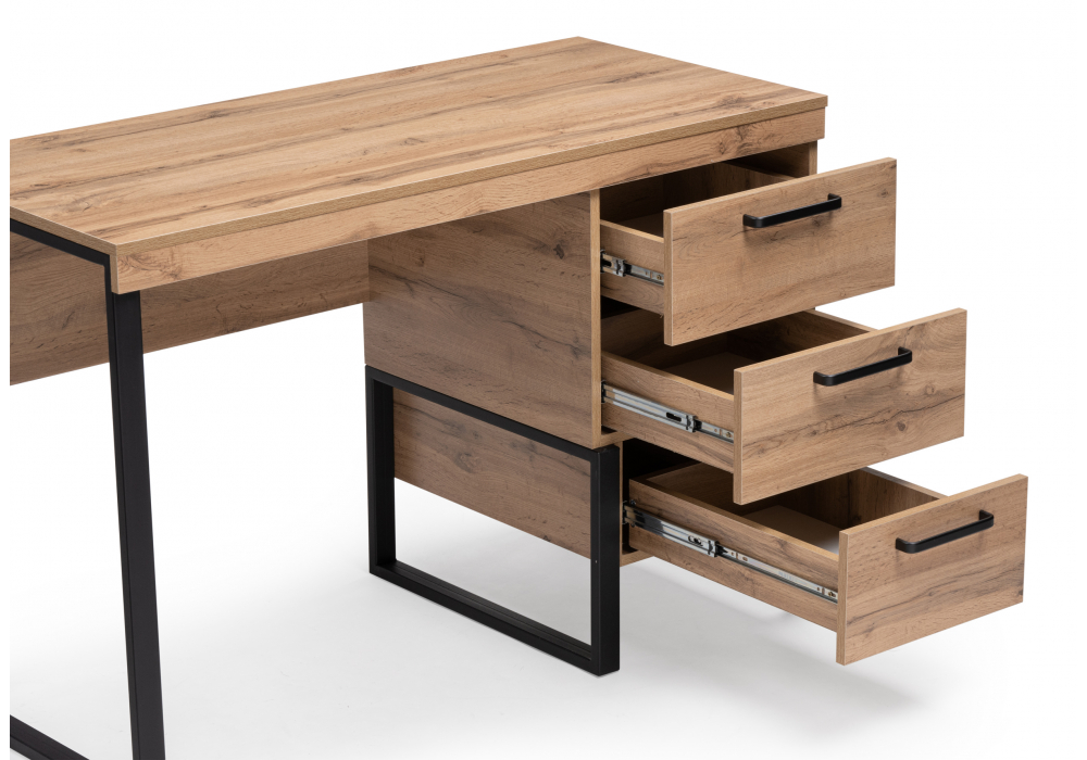 фото письменный стол woodville iris металл дуб вотан / черный муар 406520 | 220svet.ru