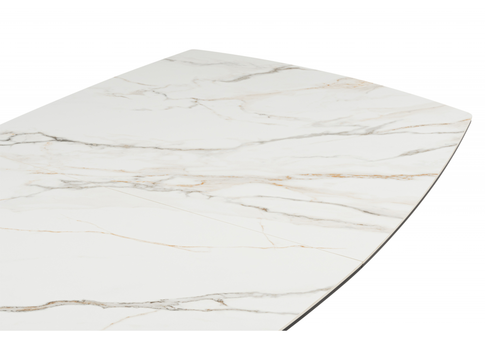 фото керамический стол раскладной 160(205)х89 woodville вейл gilt white / черный 626060 | 220svet.ru