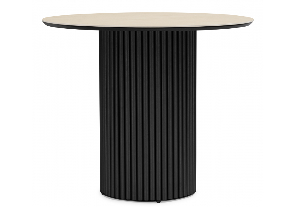 фото керамический стол woodville барел 89 okara light yellow / черный 664918 | 220svet.ru