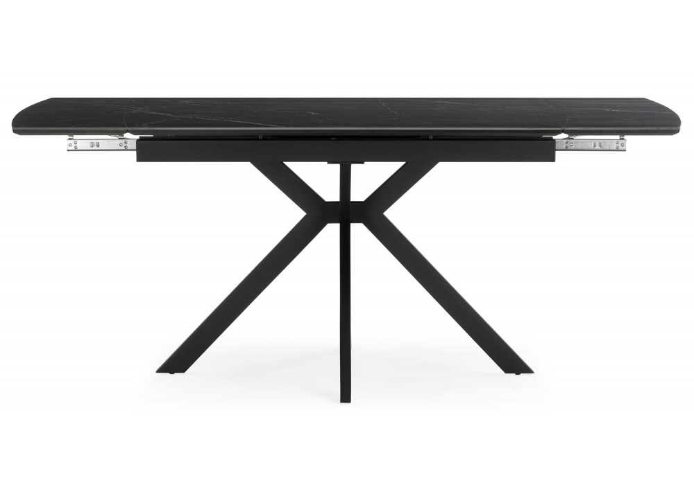 фото керамический стол раздвижной 120(180)x8 woodville катчел-2 черный мрамор / черный 632673 | 220svet.ru