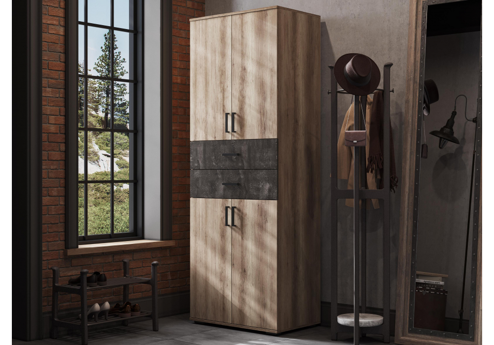 фото шкаф woodville паркинс железный камень / дуб каньон 546172 | 220svet.ru