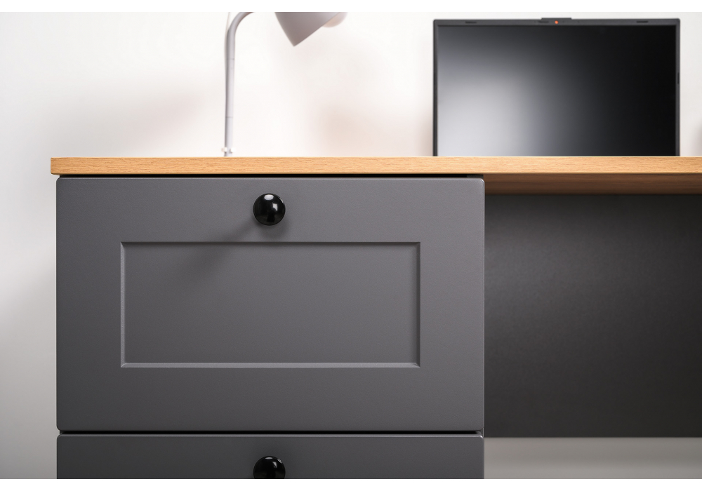 фото письменный стол woodville опра серый графит / дуб золотой craft 676811 | 220svet.ru