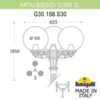 Миниатюра фото садово-парковый фонарь fumagalli artu bisso/g300 3l g30.158.s30.wye27 | 220svet.ru