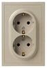 Миниатюра фото розетка эра galaxy 15-2105-04 с заземлением двойная 2x2p+e schuko со шторками ip20 16а-250в шампань б0070703 | 220svet.ru